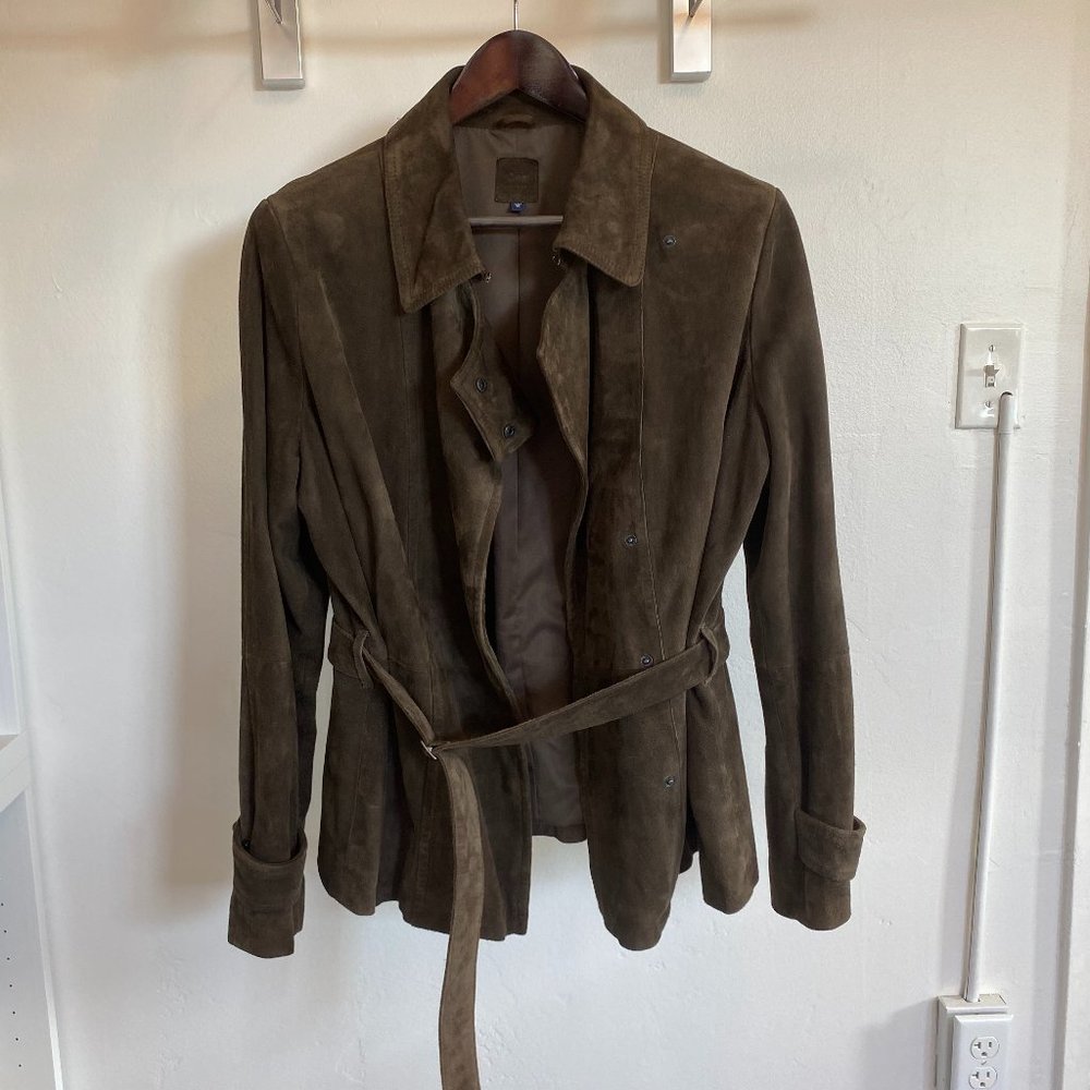 Gap Edition Brown Belted Suede Leather Jacket